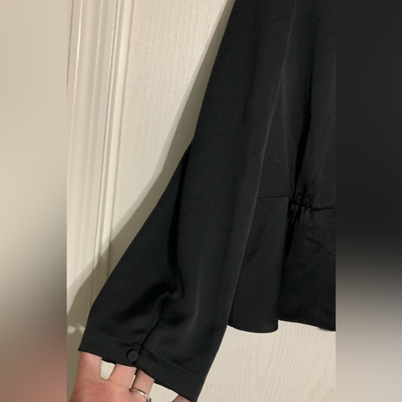 J Crew Black Satin Button Front Blouse NWT - Picture 3 of 5